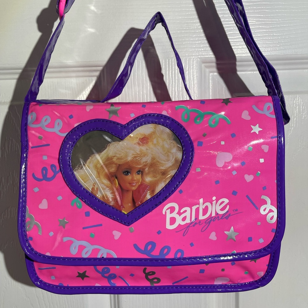 Barbie Pyramid Messenger Bag Mattel VINTAGE Circa 1991 Pink Vinyl Purse - Picture 8 of 16